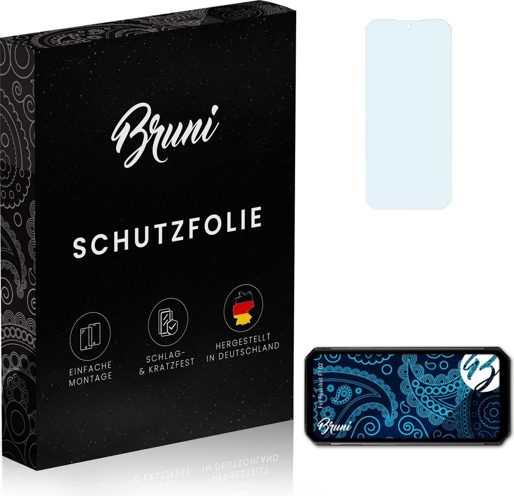 Bruni Basics-Clear 2x Schutzfolie kompatibel mit Fossibot F102 Folie
