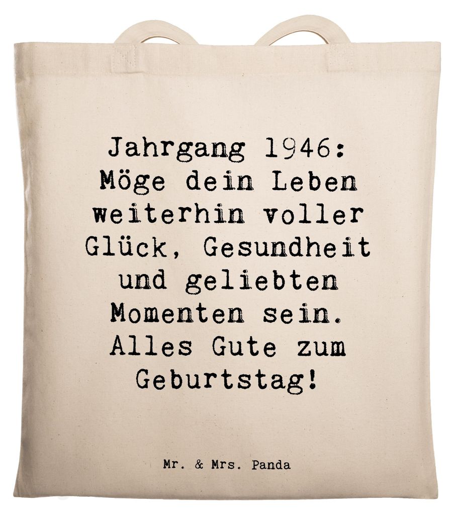 Mr. & Mrs. Panda Tote Bag Spruch 1946 Geburtstag - Weiß - Geschenk, Alter, Happy Birthday, Jahrgang, Laptoptasche, Shopping Tasche, Glückwünsche...
