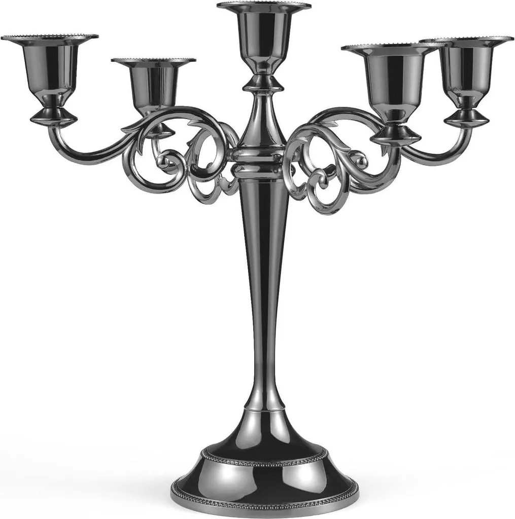 Candelabro Centrotavola Matrimonio Nero 5 Bracci - Elegante 27cm