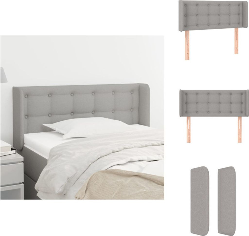 vidaXL Kopfteil mit Ohren Hellgrau 93x16x78/88 cm Stoff - Kopf- & Fußenden