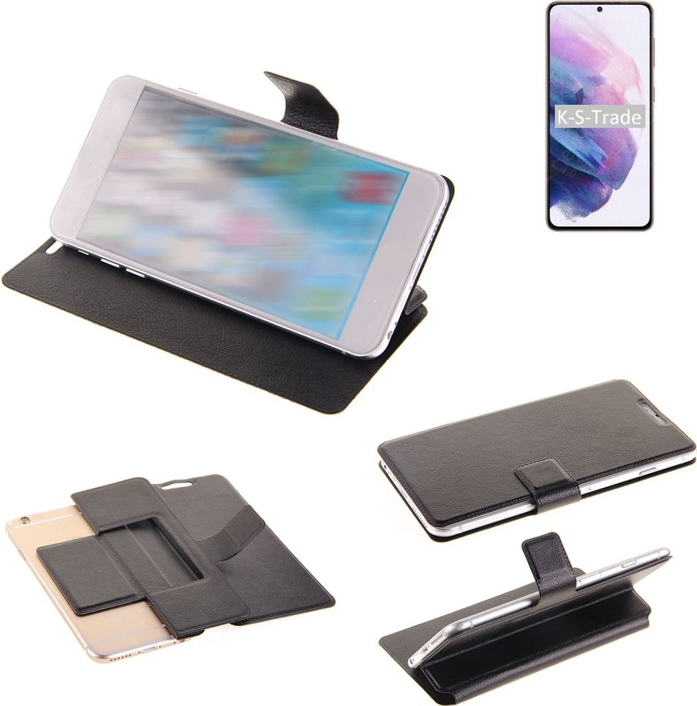 K-S-Trade Schutzhülle kompatibel mit Samsung Galaxy S21 5G Exynos Schutzhülle Flip Cover Klapphülle Wallet Case Slim Handyhülle bookstyle schwarz
