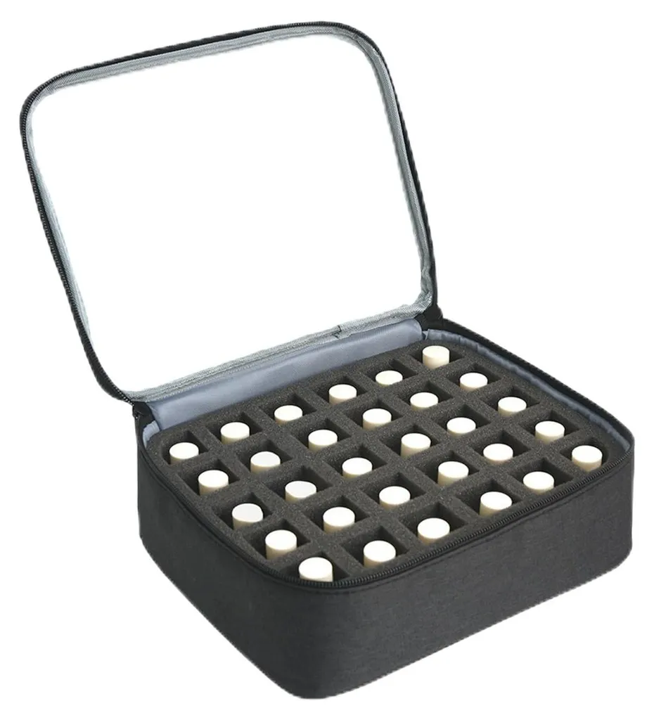 Rangement vernis à ongles 30 fentes avec insert amovible et poignée noir