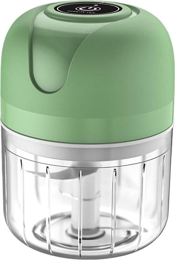 Mini Multizerkleinerer 250 ml, kabellos, USB-aufladbar, 80 W, Glasbehälter, 3 Edelstahl-Klingen, für Knoblauch, Ingwer, Chili, Babynahrung, Küche