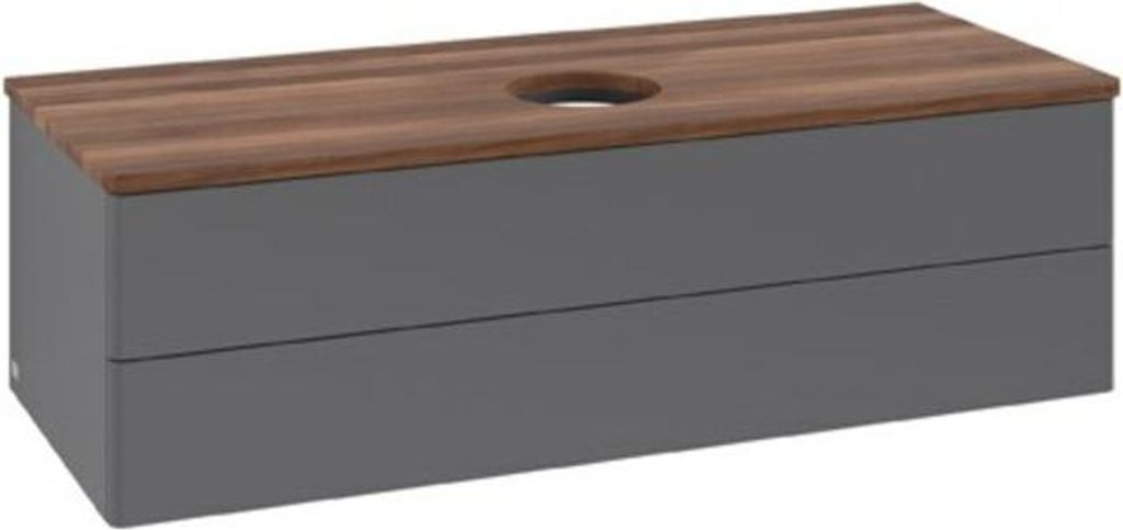 V&B Waschtischunterschrank ohne Frontstruktur Antao 120x36x50cm, WBP w. wal, Anthrac. m Lac