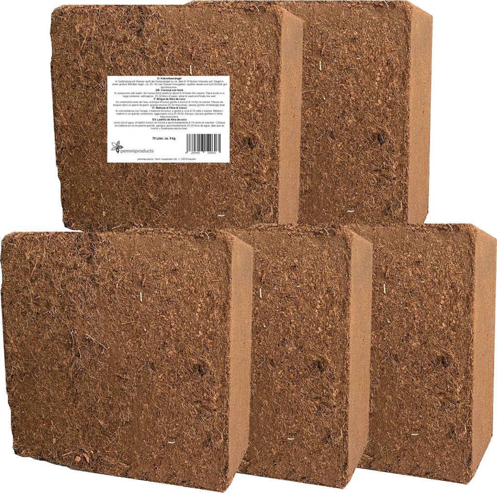 Kokosfaserziegel 5 x 70 Liter, gesamt: 350 Liter (0,14 Produktbild 
