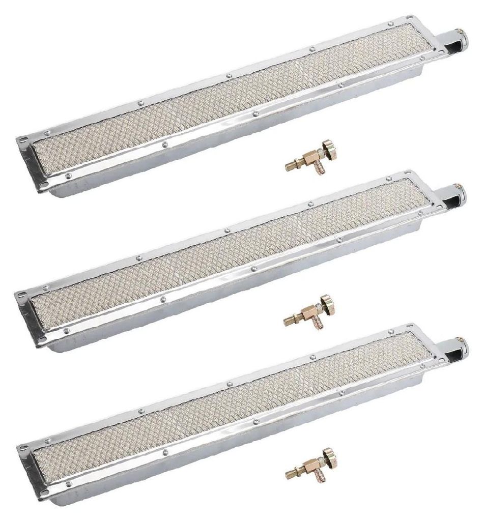 BBQ Infrarot Keramikbrenner - Gasgrill und Camping Brenner - keramische Heizplatte Ersatzteil - Grill Keramikbrenner - 44 x 9,5 cm - 3er Set