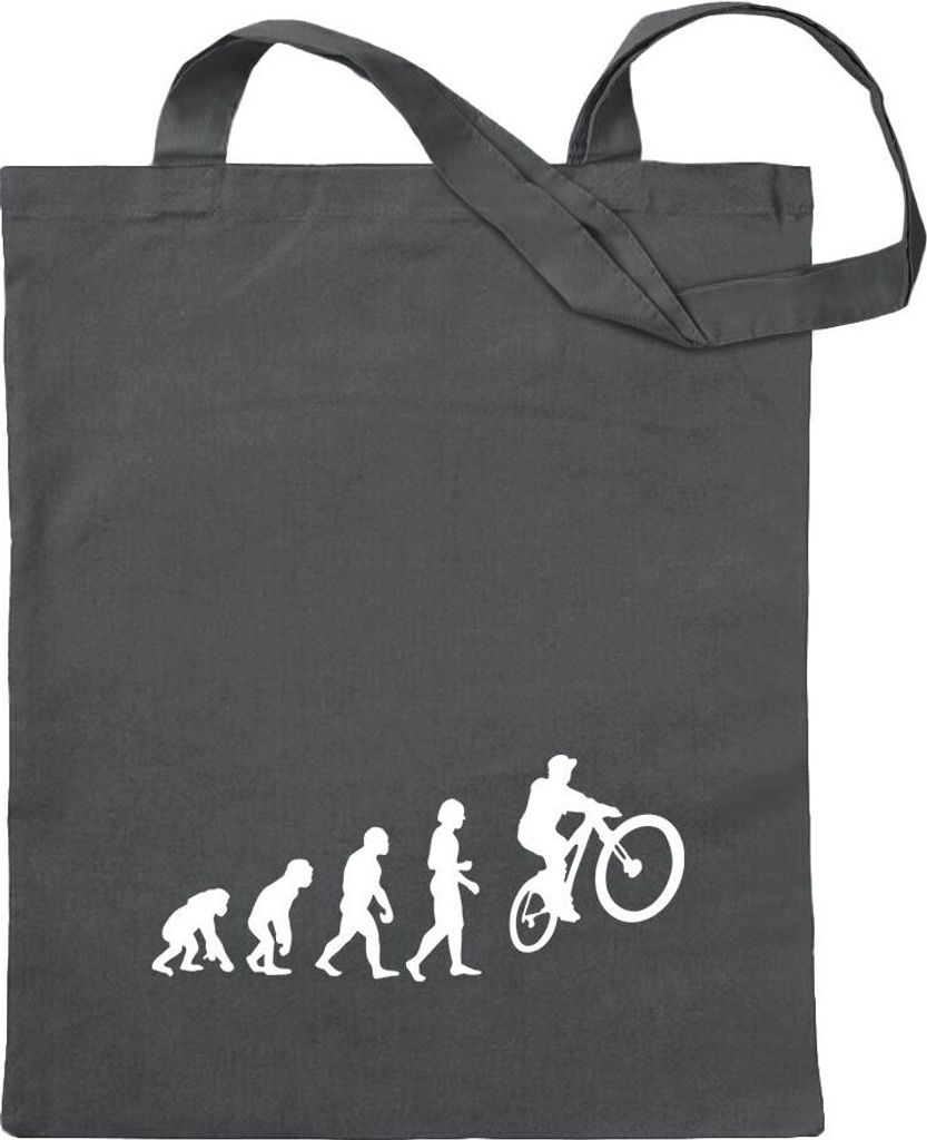 Kiwistar - Baumwolltasche - stahlgrau - Evolution Mountainbike Radfahren - Tragetasche Stoffbeutel Umhängetasche langer Henkel