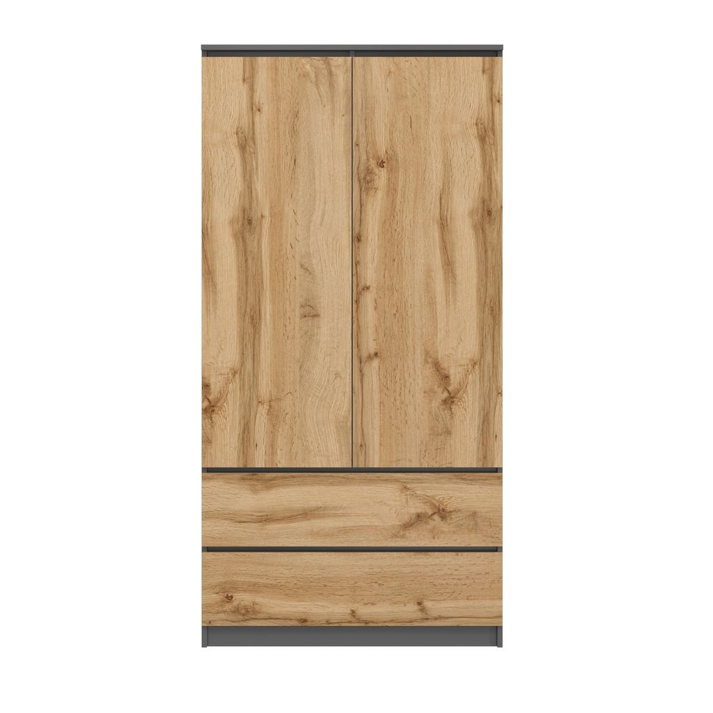 Kleiderschrank Schrank 90cm breit mit 2 Schubladen, 3 Produktbild 3