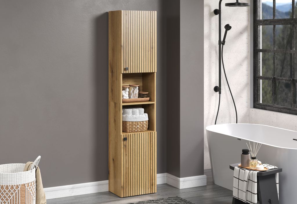 trendteam Bad Hochschrank Pure Bliss Evoke Eiche Melamin Produktbild 10