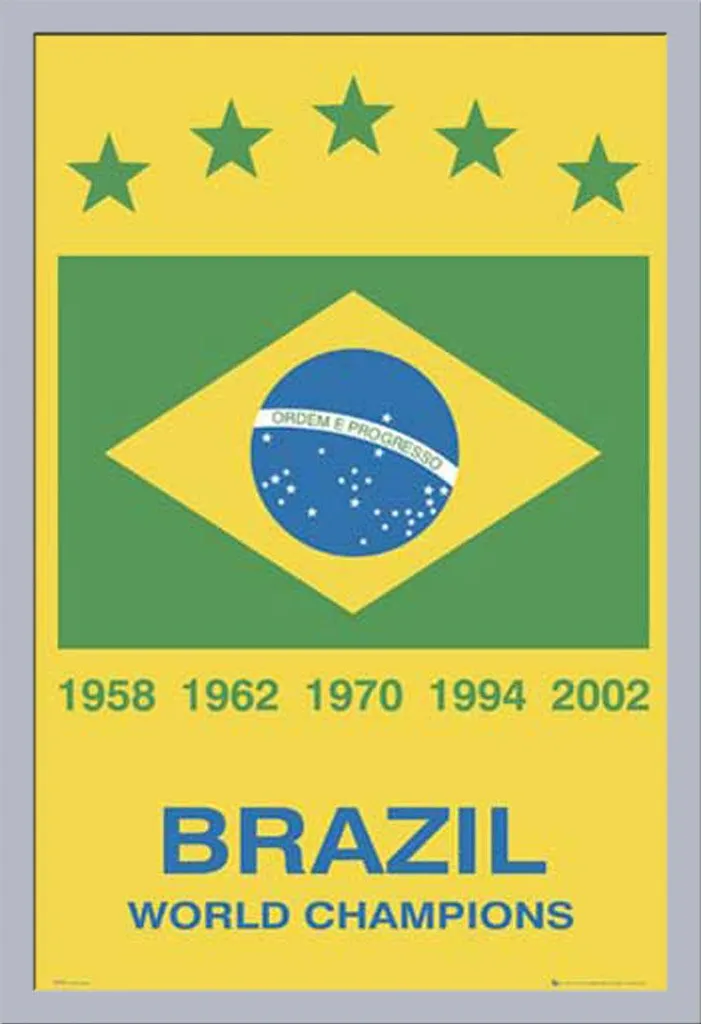 Poster Brasile 91x61 + Cornice Shinsuke Maxi MDF Argento e Vetro Acrilico