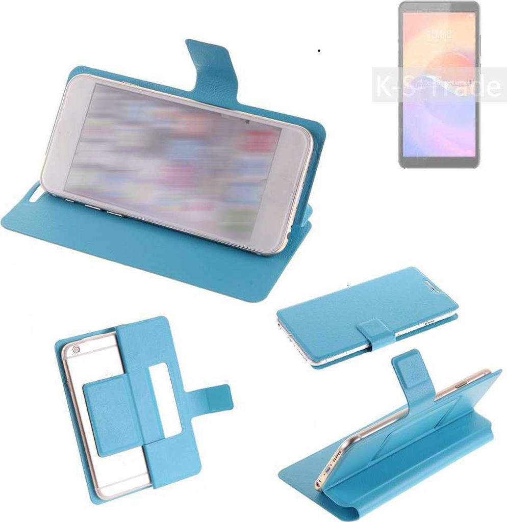K-S-Trade Schutzhülle Handyhülle kompatibel mit ZTE Blade A31 Plus Flip cover Handy case Smartphone Klapphülle blau