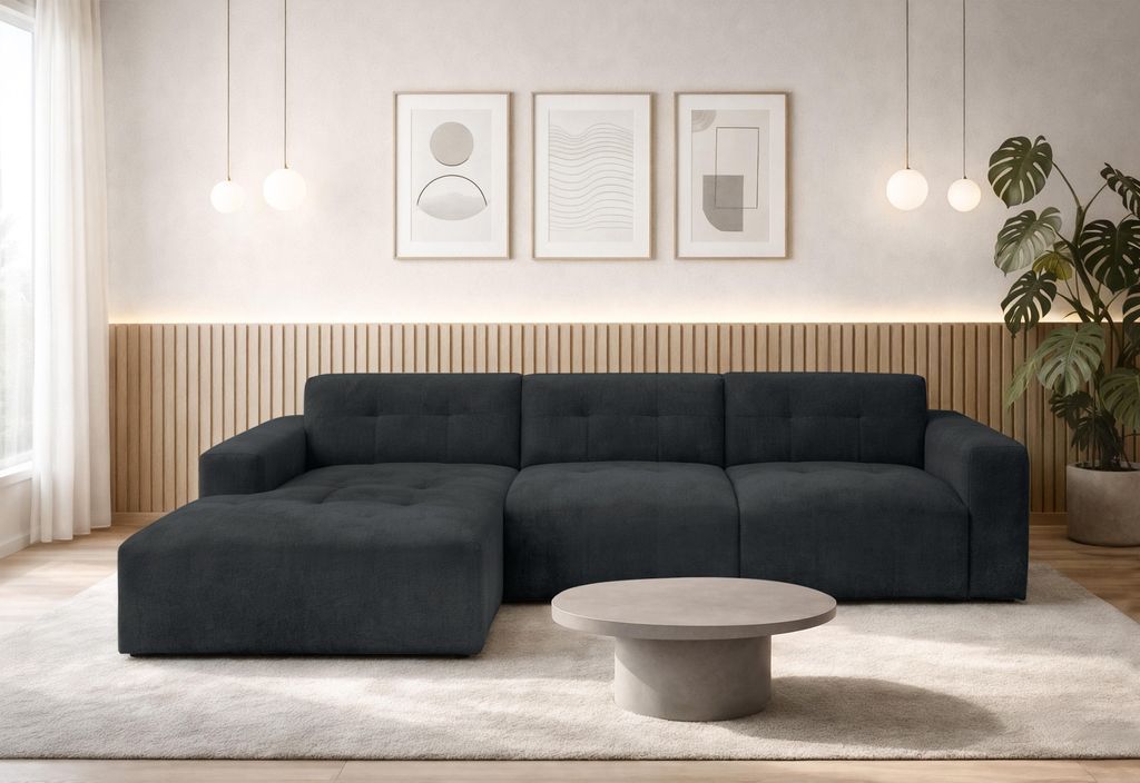AX LIVING Couch in L Form Corlu Ecksofa Anthrazit für Wohnzimmer 310 L
