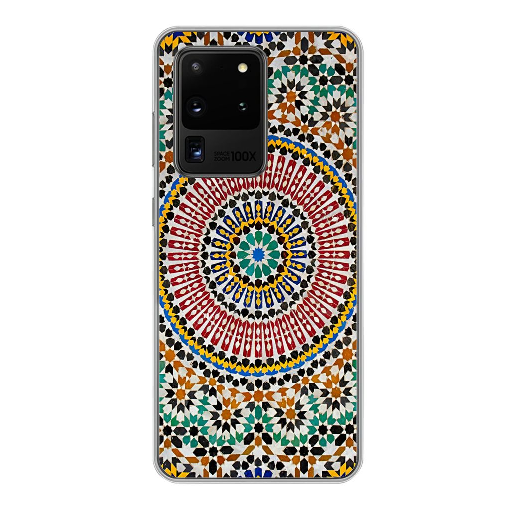 MuchoWow Handyhülle Schutzhülle Hülle für Samsung Galaxy S20 Ultra Ansicht eines marokkanischen Mosaiks von oben Silikon Softcase Handy Hüll...