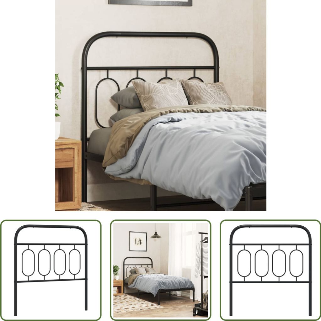 The Living Store Kopfteil Metall Schwarz 90 cm