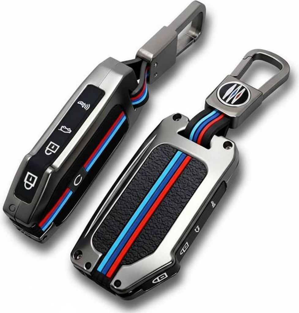 Dutch Shield - Metall Autoschlüssel Hülle für das Kia Schlüssel - Schutzhülle Schlüsselhülle Cover C5 Grau, Schwarz