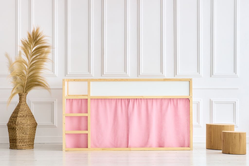 KraftKids Hochbettvorhänge Musselin rosa Musselin rosa zwei Frontschals