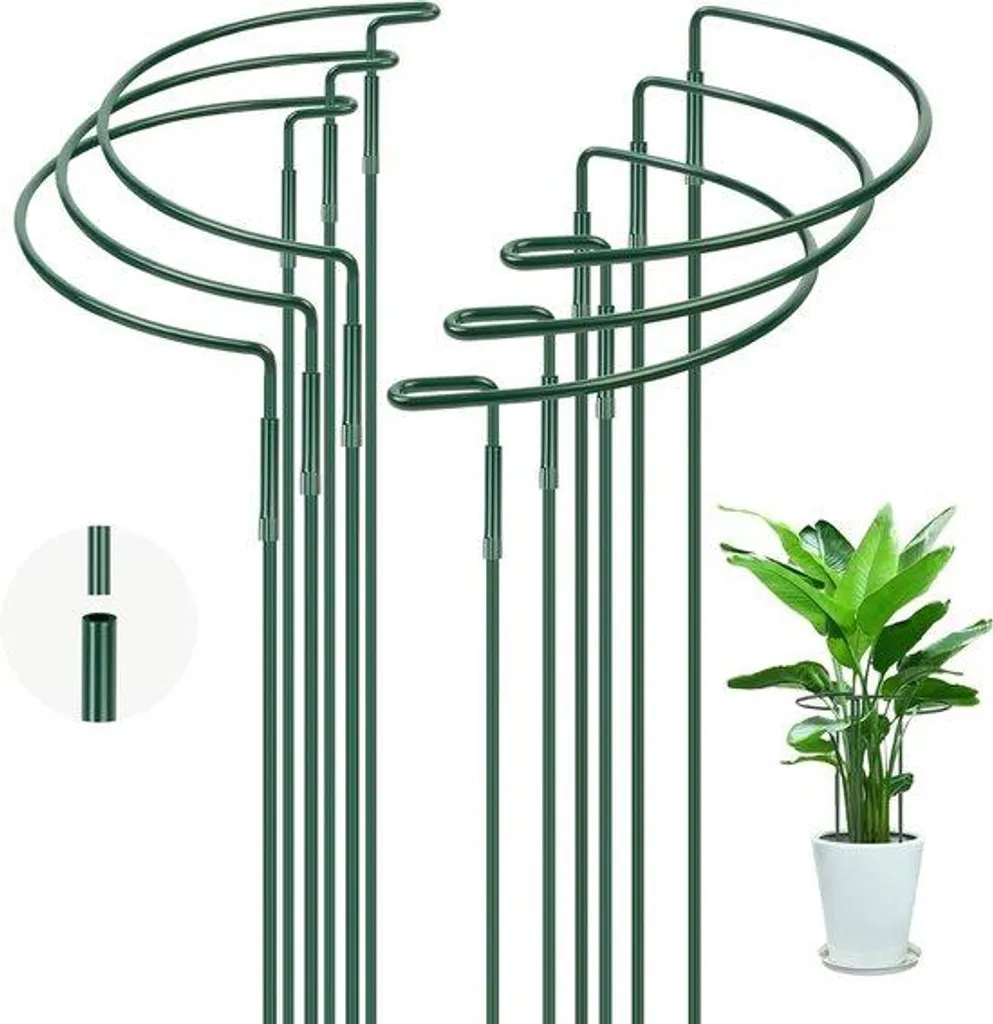 Supports de croissance pour tomates et fleurs en métal vert 25x40cm lot 6