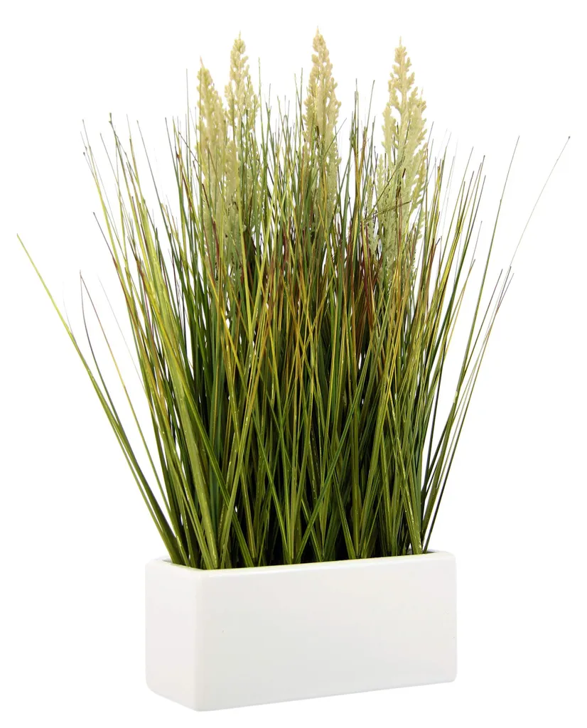 Gazon synthétique aspect naturel pot céramique - Graminée 45x23 cm