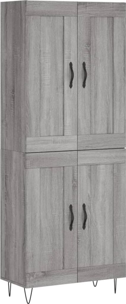 Highboard Grau Sonoma 69,5x34x180 cm Holzwerkstoff