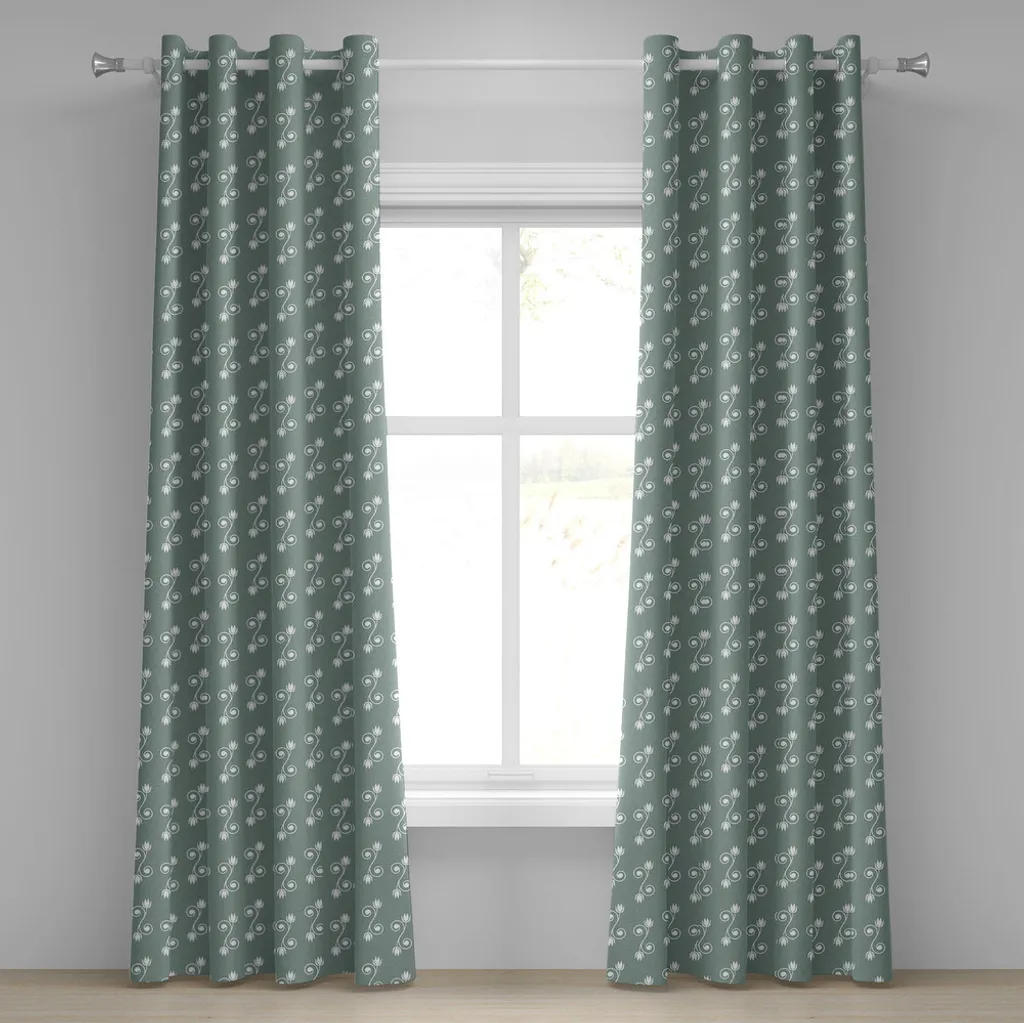 Rideau à œillets vintage à fleurs ABAKUHAUS 280x175cm tulipes vert sauge