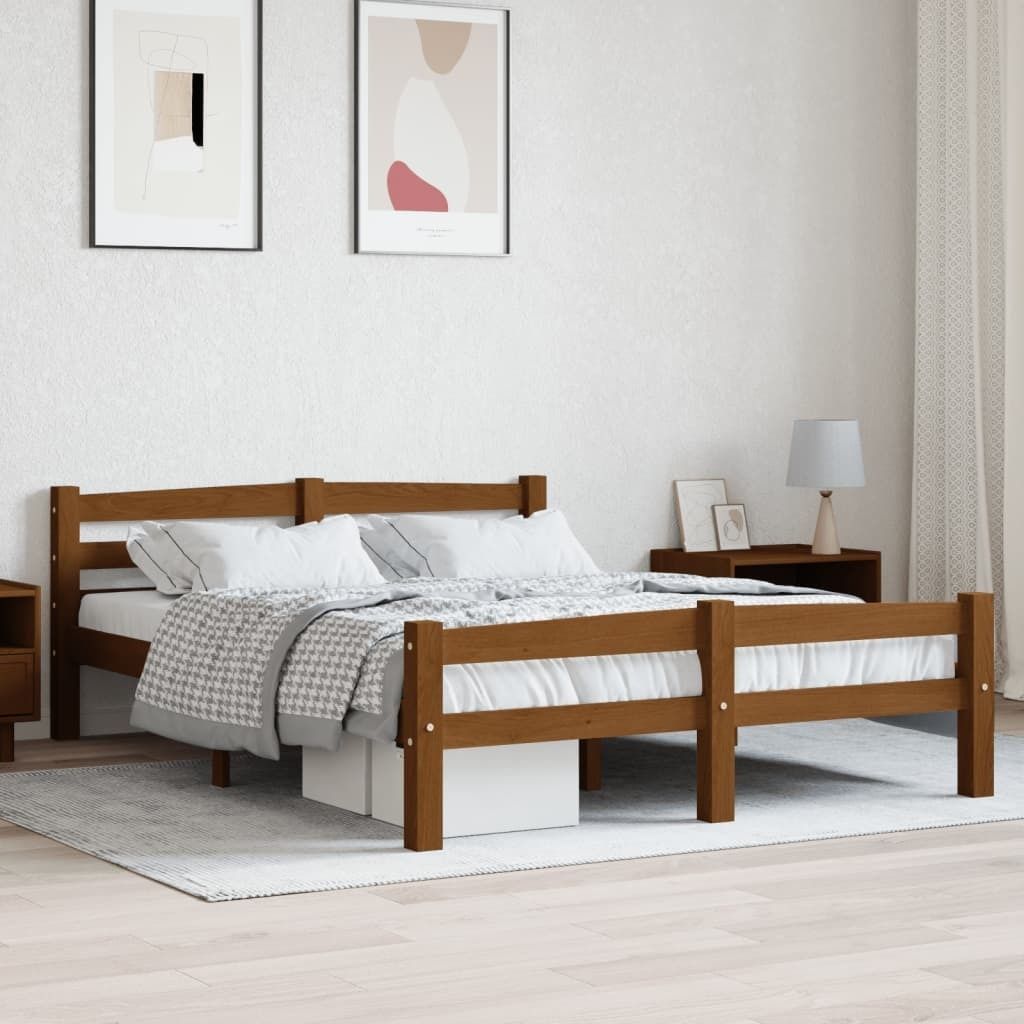 "Rabatt" Massivholzbett Schlafzimmer - Bettgestell moderne - Honigbraun Kiefer 140x200 cm - Klassische Betten CC9766