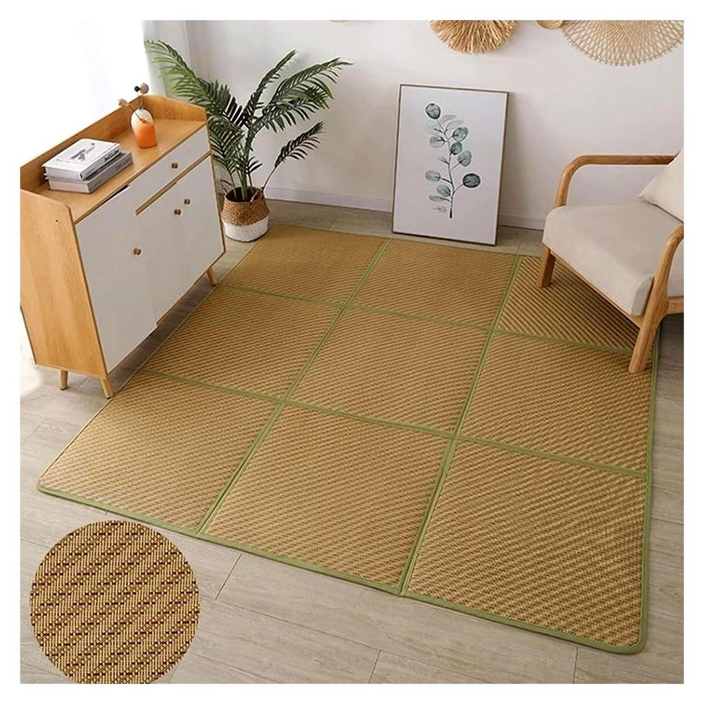 Rattan-Bodenmatten, faltbare Tatami-Matte mit Aufbewahrungstasche für Wohnzimmer, Schlafzimmer und Yoga