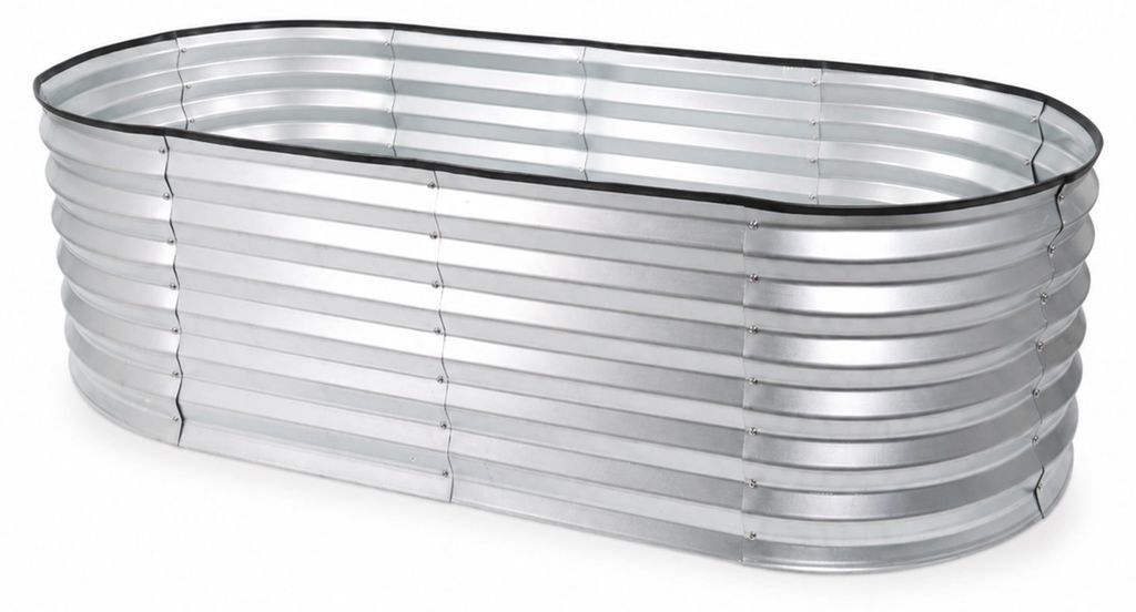 Metallhochbeet für Kinder, ovales Hochbeet 160x80x45 cm silber