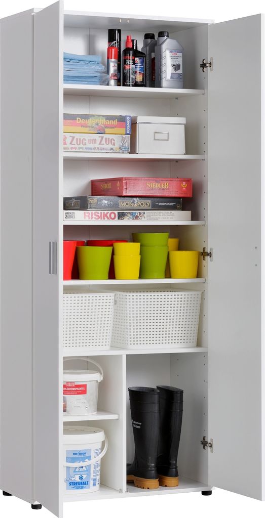 Mehrzweckschrank 75 cm breit Weiß mit 6 Einlegeböden