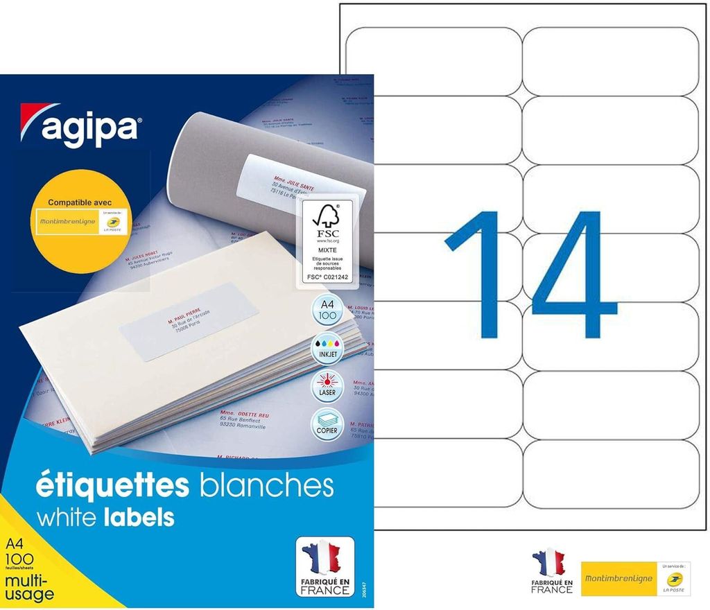 agipa Universal Etiketten 99,1 x 38,1 mm weiß 1.400 Etiketten