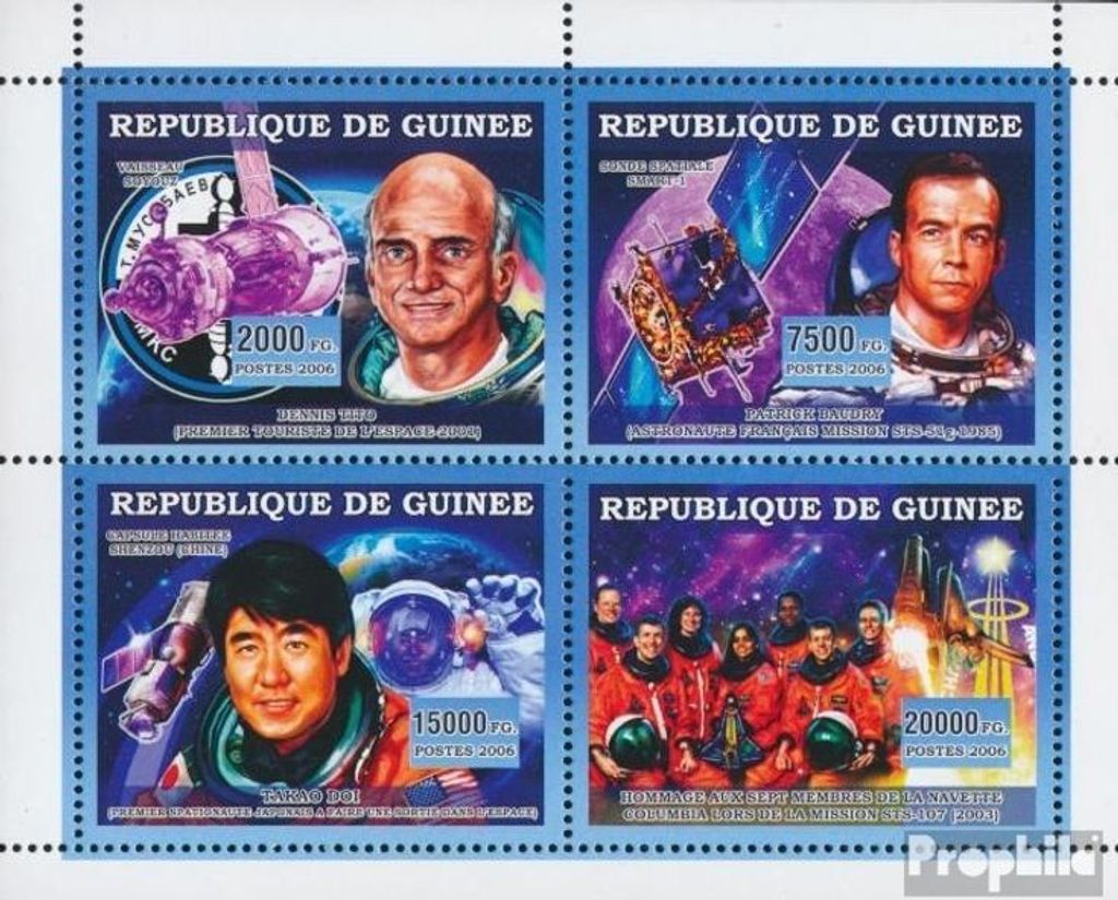 Briefmarken Guinea 2006 Mi 4521-4524 Kleinbogen (kompl. Ausgabe) postfrisch Weltraum