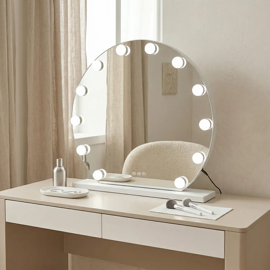 Miroir LED Rea Hollywood 50cm Blanc - Éclairage Uniforme et Design