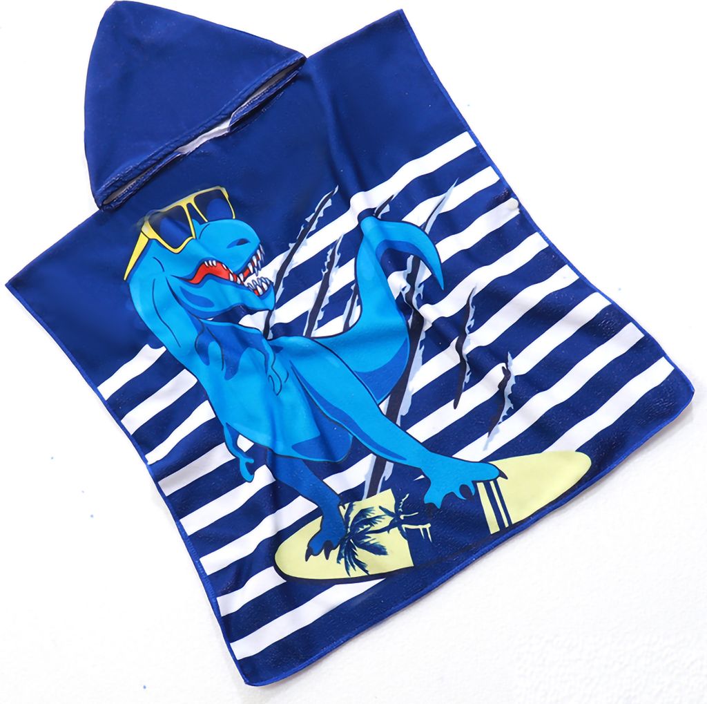 FEBE Badeponcho Kinder T-Rex Badetuch Mit Kapuze Bademantel Produktbild 