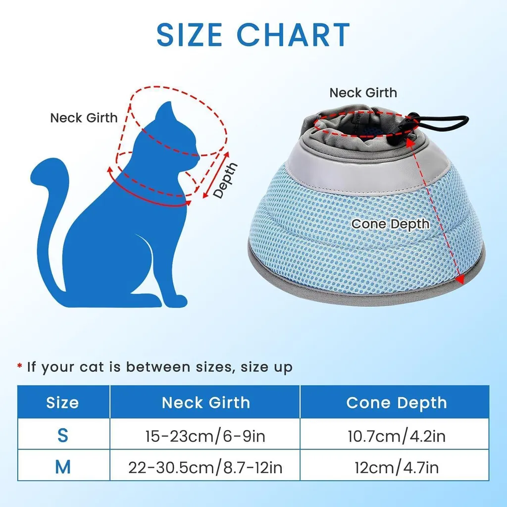 Collier de récupération chat bleu S flexible et lavable pour soins - 5