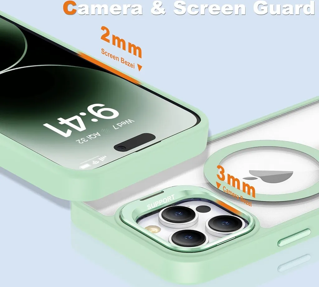 Cover MagSafe iPhone 11 Pro Max Trasparente Verde con Stand - 4
