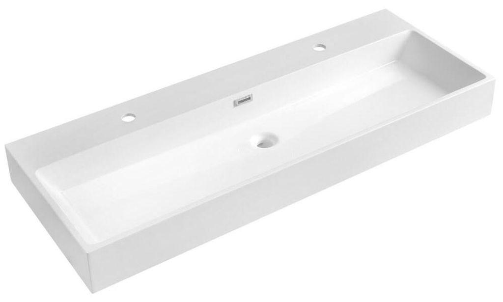 Sapho AQUATIC wastafel, gietmarmer, 120x46 cm, wit Productafbeelding 