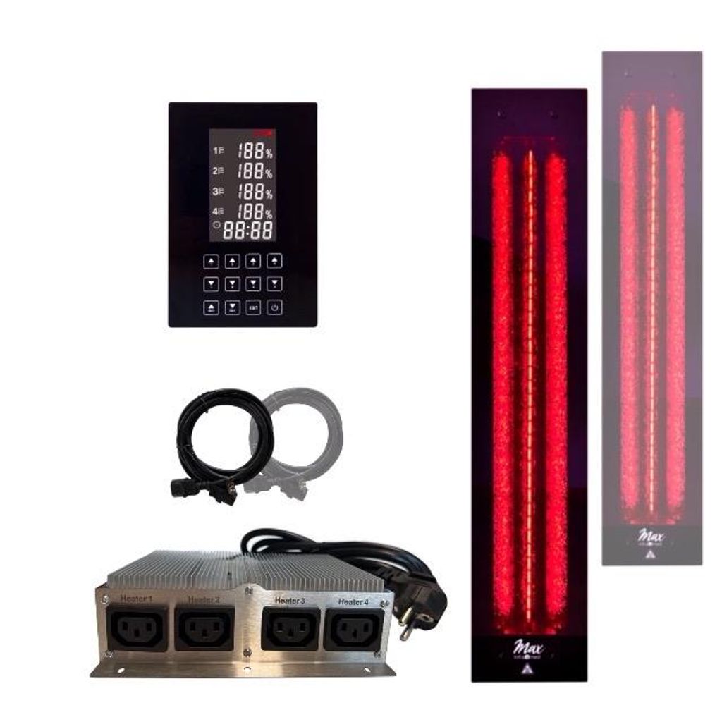 SET Infrarotstrahler 1x InfraROTmed MAX 500W + 1x 750W + icon 4 TOUCH für Infrarotkabine selber bauen, Vollspektrumstrahler zum Einbau, Rotlicht