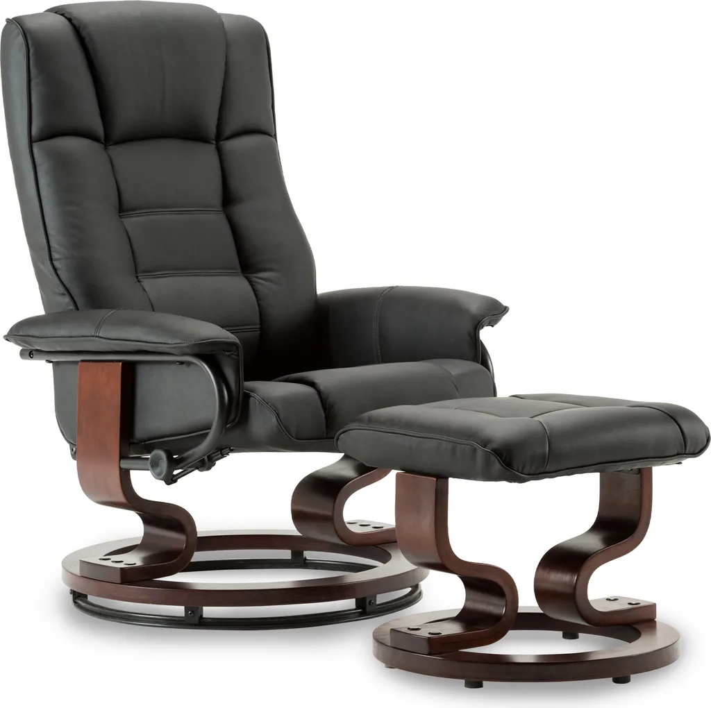 Fauteuil de Lecture Relax MCombo avec Repose-pieds Noir Pivotant