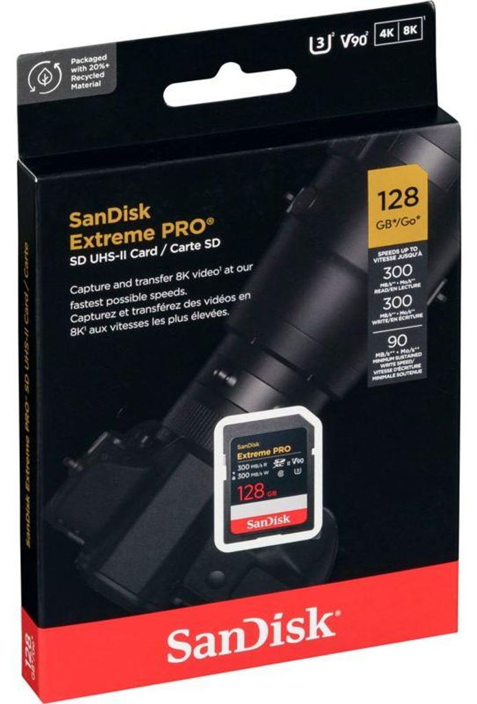 SanDisk Extreme PRO, 128 GB, SDXC, Trieda 10, UHS-II, 300 Obrázok produktu 