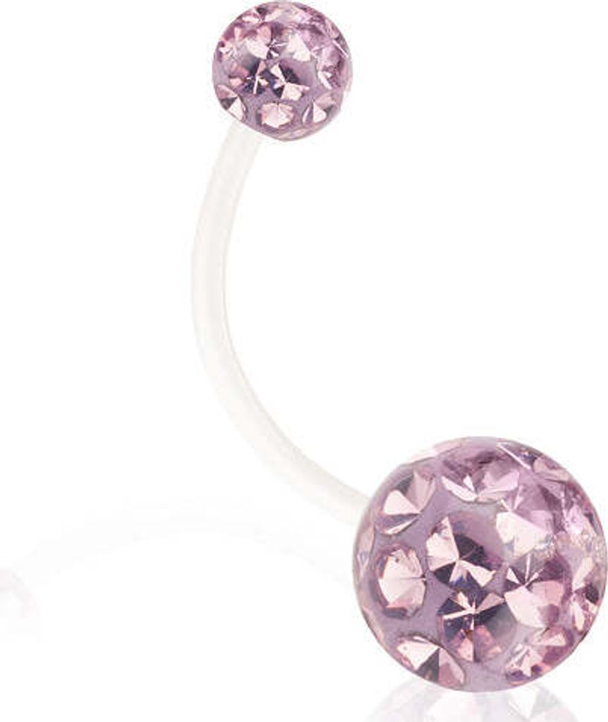 Taffstyle Bauchnabelpiercing Schwangerschaft Bauchnabelpiercing Flexibel Ferido Kristall Kugeln, Flieder / 25mm / 8mm x 5mm