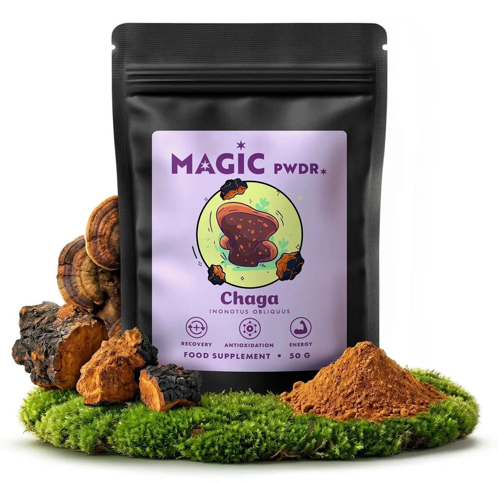 Magic Pwdr - Chaga Pilz Extrakt Pulver 50g - 10:1 Hochkonzentriert - Unterstützung Für Immunsystem Und Vitalität - 100 Portionen - Vitalpilz
