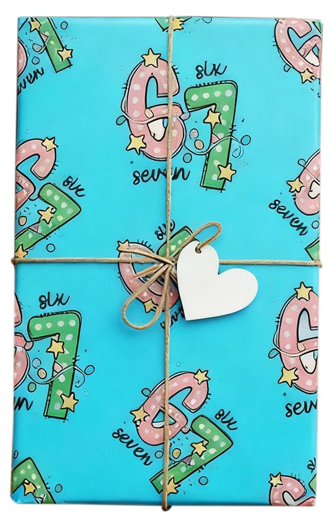 Weihnachtsgeschenkpapier, kreatives festliches Geschenkpapier mit der Zahl 7, lustiges Muster, Partyzubehör