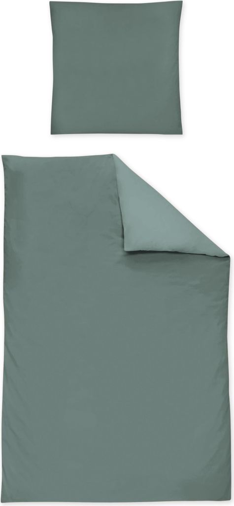 Irisette GmbH & Co. KG Mako-Satin uni Bettwäsche Set uni Paris 8000 Farbe grün Größe 135x200+40x80