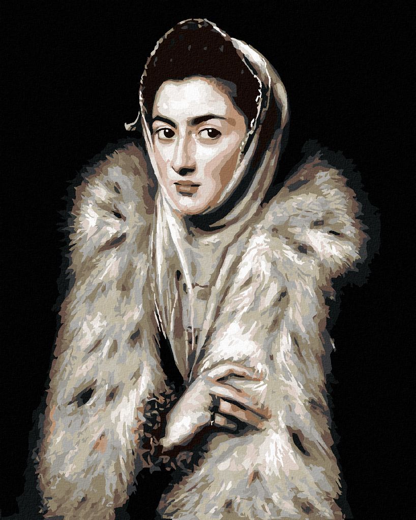 Zuty - Malen nach Zahlen - EINE DAME MIT PELZ (EL GRECO), 40x50 cm, mit Keilrahmen (bereits gespannt)