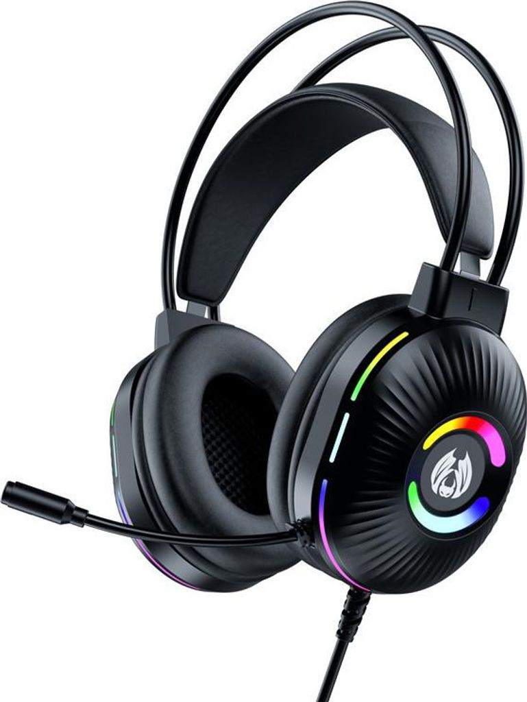 Gaming Headsets mit Mikrofon, Geräuschunterdrückung kabelgebundene Kopfhörer mit buntem LED-Licht 7.1 Surround Sound Over-Ear-Kopfhörer für PC
