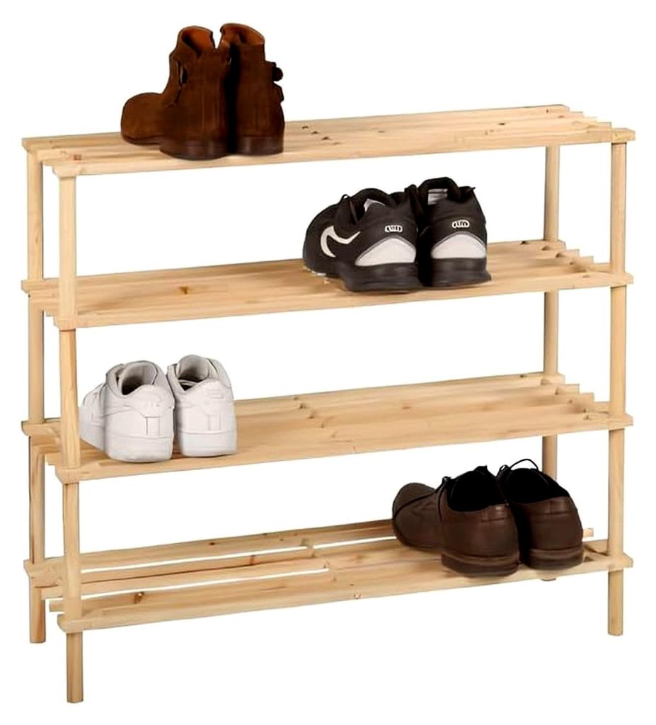 Schuhregal aus Holz, 4 Ebenen, 74 x 26 x 68 cm