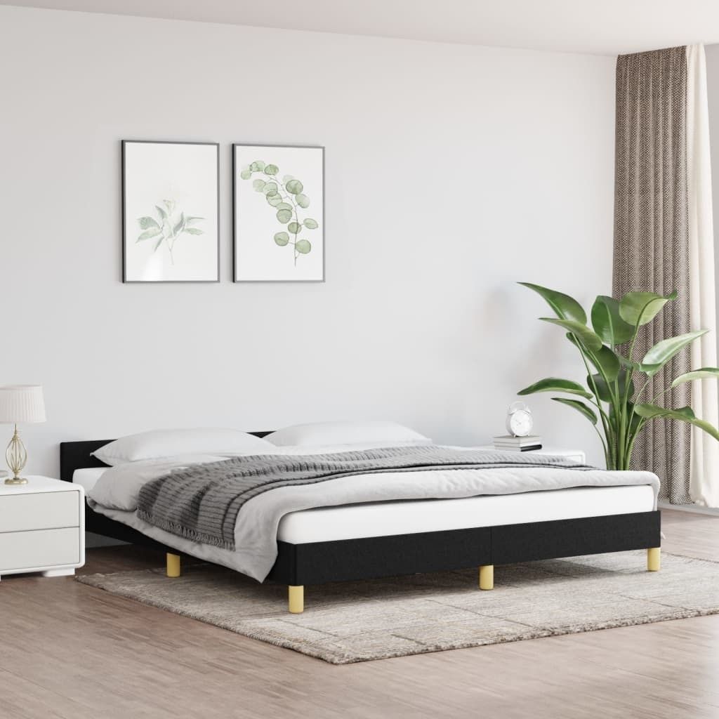 Bettgestell mit Kopfteil Schwarz 180x200 cm Stoff , Produktbild 