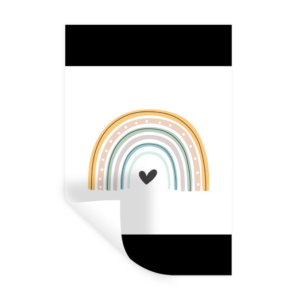 MuchoWow Wandtattoo Wandsticker Wandaufkleber Regenbogen - Herz - Tupfen - Pastell - Kinder 20x30 cm Selbstklebend und Repositionierbar - Sticker...