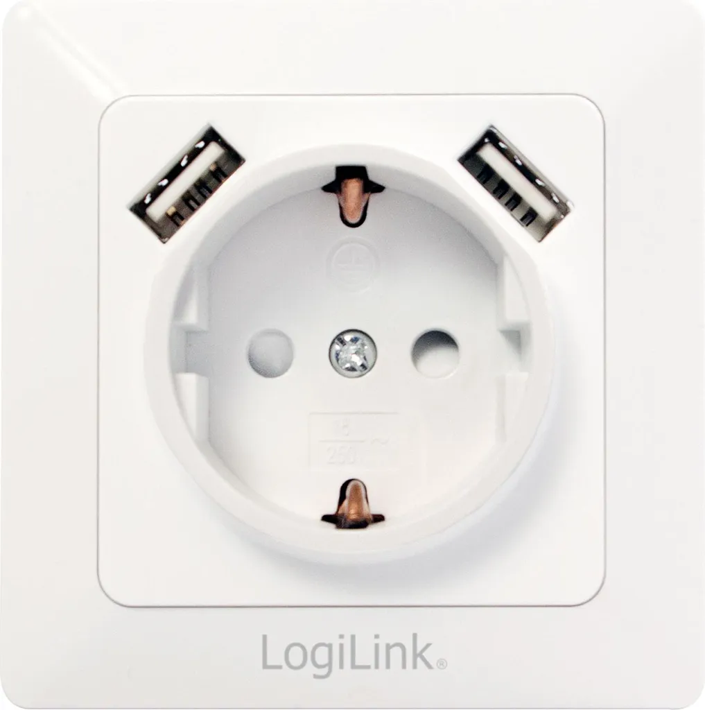 Prise encastrable USB et secteur Schuko, chargeur double Logilink - 11