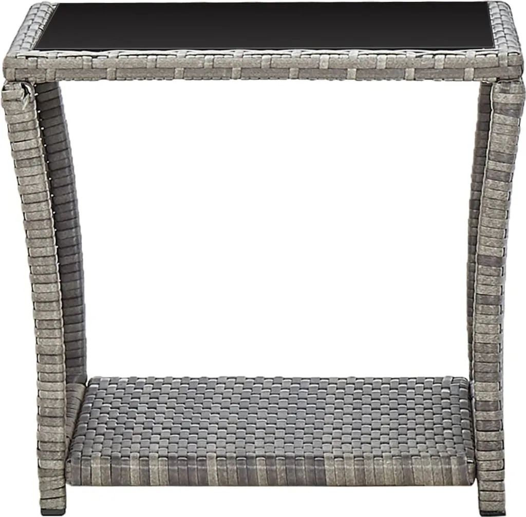 Tavolo da Giardino vidaXL in Polyrattan Grigio 45x45x40 cm con Vetro