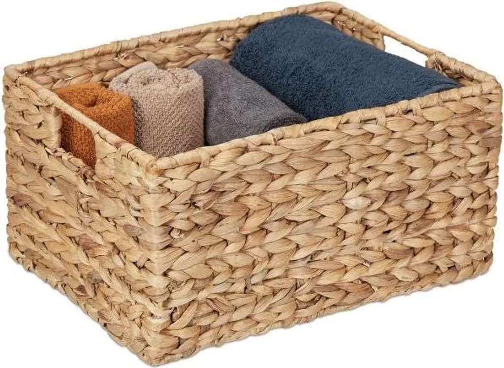 Panier jacinthe d'eau avec poignées : stockage robuste et design bohème